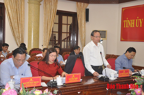 Ban Thường vụ Tỉnh ủy cho ý kiến vào báo cáo đánh giá tình hình thực hiện Chương trình phát triển KKT Nghi Sơn và các KCN