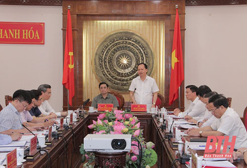 Đồng chí Phạm Minh Chính, Trưởng Ban Tổ chức Trung ương làm việc với Ban Thường vụ Tỉnh ủy Thanh Hoá