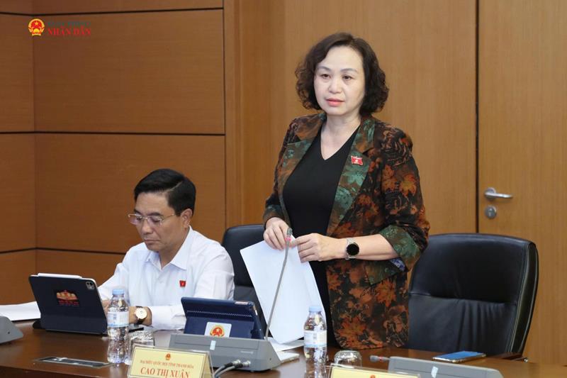 ĐBQH Cao Thị Xuân (Thanh Hóa) phát biểu thảo luận tổ