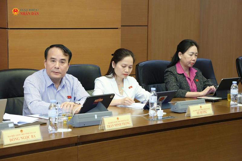 Các ĐBQH tham dự thảo luận tổ. Ảnh: An Nhiên