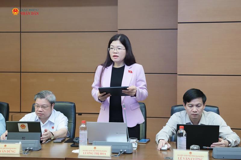 ĐBQH Lương Thị Hoa (Thanh Hóa) phát biểu thảo luận tổ