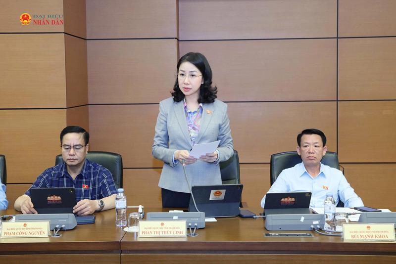 ĐBQH Phan Thị Thùy Linh (Thanh Hóa) phát biểu thảo luận tổ. Ảnh: An Nhiên